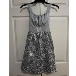 Silver Sequin Floral Dress