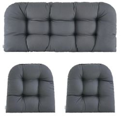 New Wicker Chair Cushions of 3 Pieces Waterproof Tufted Outdoor Seat Cushions for Patio Furniture
