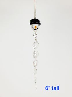 Vintage Snowman Head Blown Glass Twisted Icicles Christmas Ornament