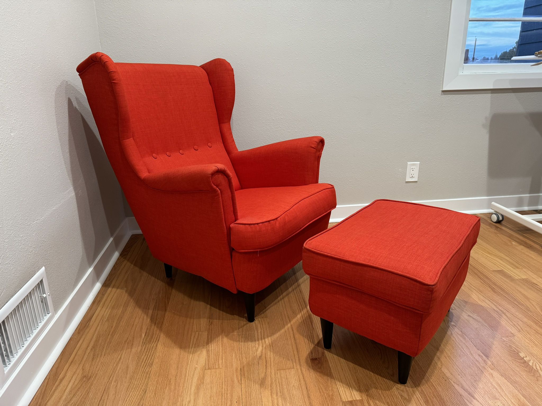 Ikea wingback chair and ottoman