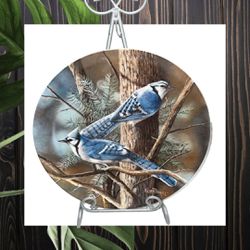 Knowles Vintage 1985 Second Issue Plate In Birds Of Your Garden Collection “The Blue Jay” By Kevin Daniel