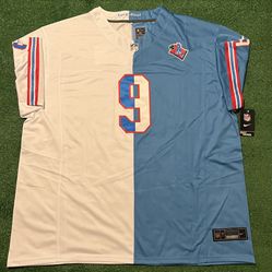 Houston Oilers Steve McNair Half White Half Baby Blue Jersey 