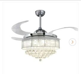 Crystal Chandelier Ceiling Fan with Retractable Blades