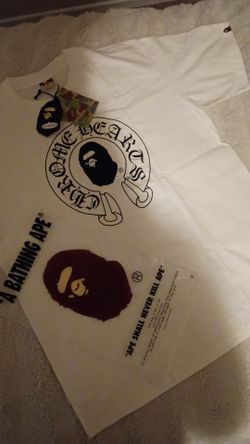 BAPE x Chrome Hearts Inspired Graphic T-Shirt – White (Size L)