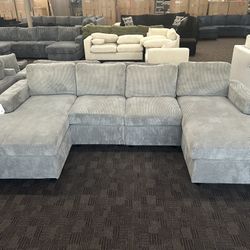 Light Gray Double Chaise Sectional Sofa 