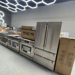 New Kitchen Set - Thor 36’ Gas Stove - Thor 36’ Hood - Thor refrigerator 