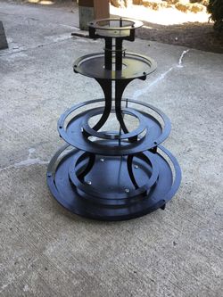 17 inch Tall Black Metal Carousel Make Up Display Stand Decor Booth