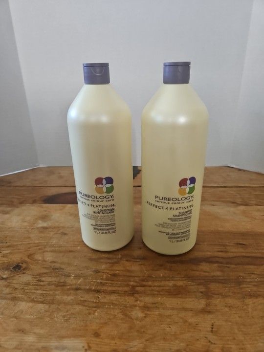 Pureology Perfect 4 Platinum Shampoo & Condtioner Duo Litre 33.8 fl oz.New..discontinued hard to find.Authentic.