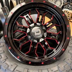 20" Black Red Deserti Offroad Wheels All 4 While Supplies Last