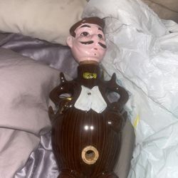 Vintage Bartender Ceramic Scotch Spout Decanter Gentleman in Suit Japan MCM Dispenser 