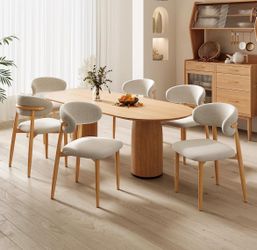 Dining Chairs Set of 4 for Kitchen Dining Table Mid Century Modern Farmhouse Upholstered Linen Dining Room Chairs with Metal Legs, Original Beige