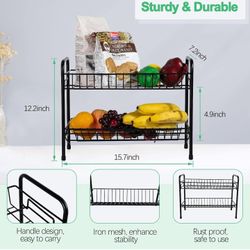 Moving sale! 2 Tier Fruit Basket for kitchen, Metal Standing Shelf Space Saver,storage rack