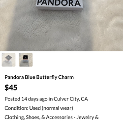 Pandora blue butterfly charm