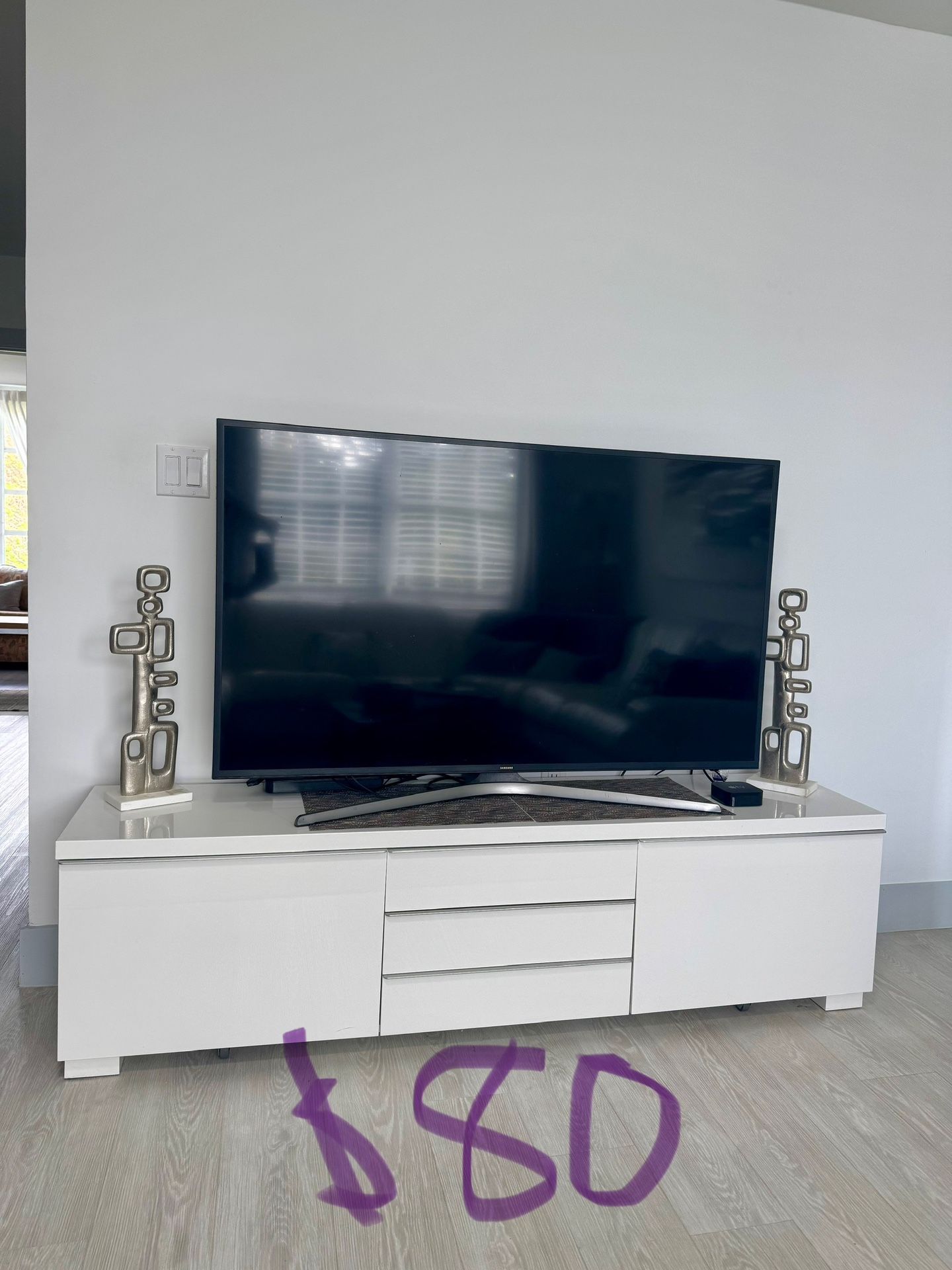 white TV console