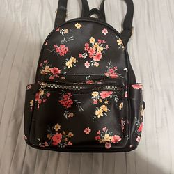 Black flower mini backpack