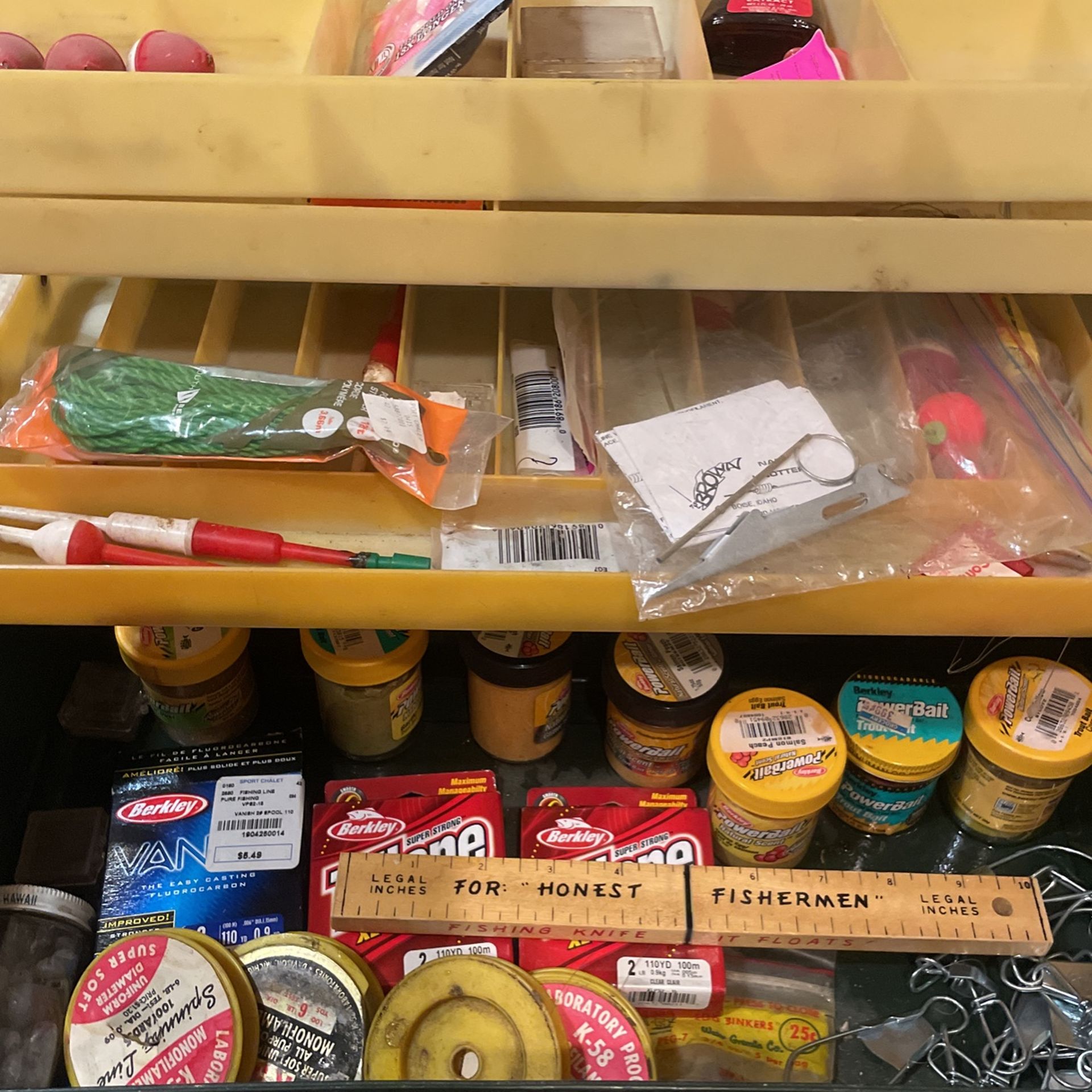 Fishing Box With All Kinds Trout Riggs ruler, 