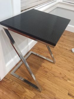 Black croc embossed accent table