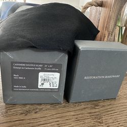 Restoration Hardware NEW 100% Cashmere Infinity Scarf Black Lightweight Stretch