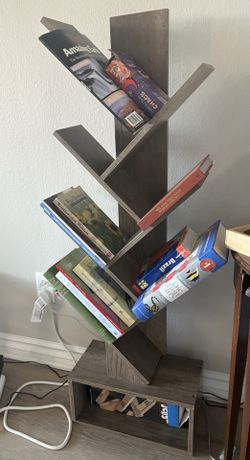 Pair of book tree shelves