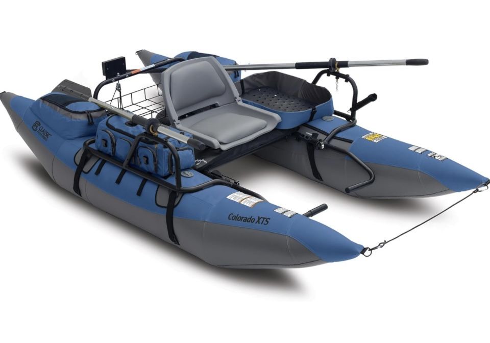 Colorado XTS 9 Fishing Pontoon Boat — w/ Swivel Seat & Transport Wheels Price: $900 