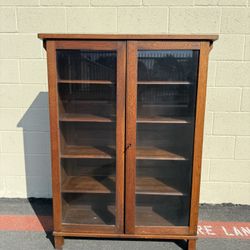 Antique Arts and Crafts Mission Oak China Cabinet with Glass Doors - Delivery available-