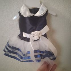 Blue And White Satin Dog Dress XS