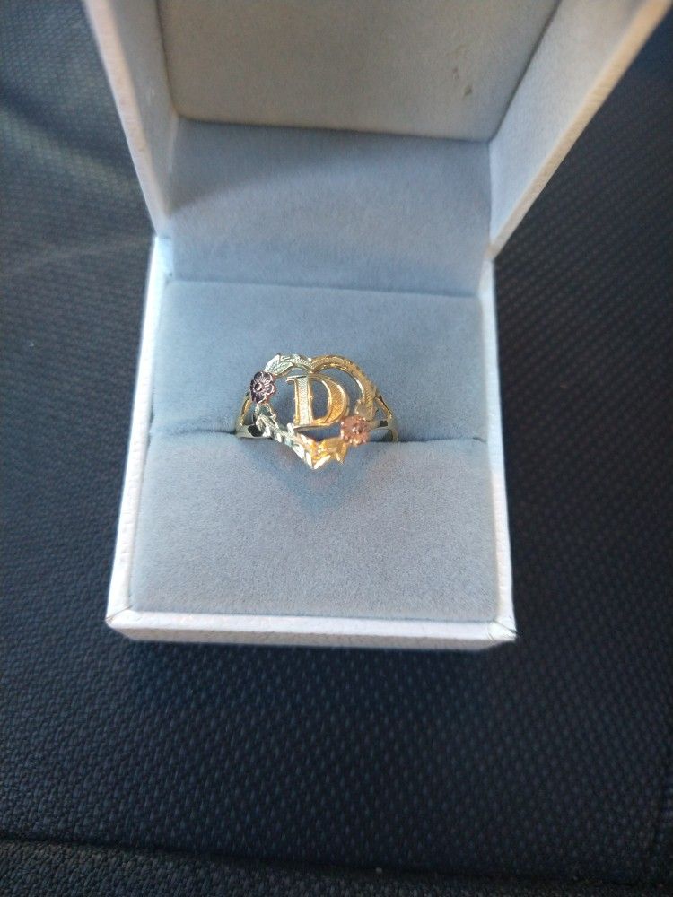 10k Gold Letter D Initial Ring