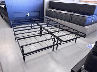 Foldable Metal Platform Bed Base Sturdy Steel Bed Frame King  Queen Full Twin 