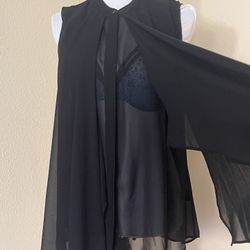 Catherine Malandrino Sheer Black Top W/ New Parade Leopard Set