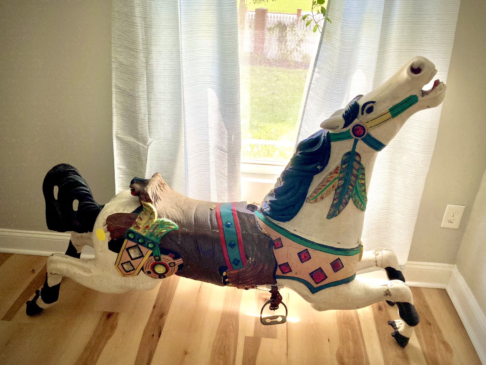 1930’s Hand Carved & Painted Wood Indian Themed Carousel Horse