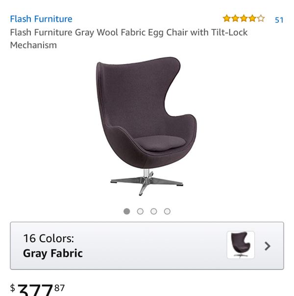 Flash Furniture Gray Wool Fabric Egg Chair With Tilt Lock Mechanism Flash Furniture Gray Wool Fabric Egg Chair With Tilt Lock Mechanism For In Fresno Ca Offerup
