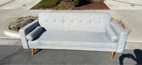 Grey Mid-Century Modern Futon Couch