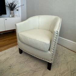 White/Neutral Faux Leather Accent Chair