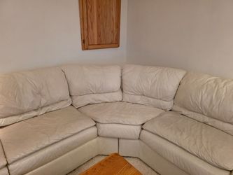 White leather sectional