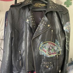 Ed Hardy Iron  Lords Women’s Leather Jacket Size M