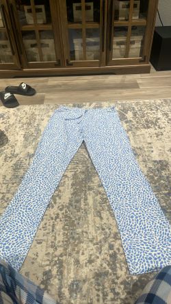 Blue Leopard Print Pants Small