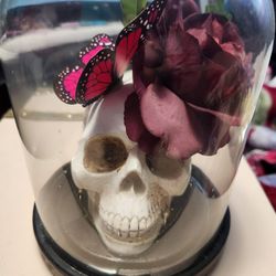 Skull Head Butterfly And Flower 