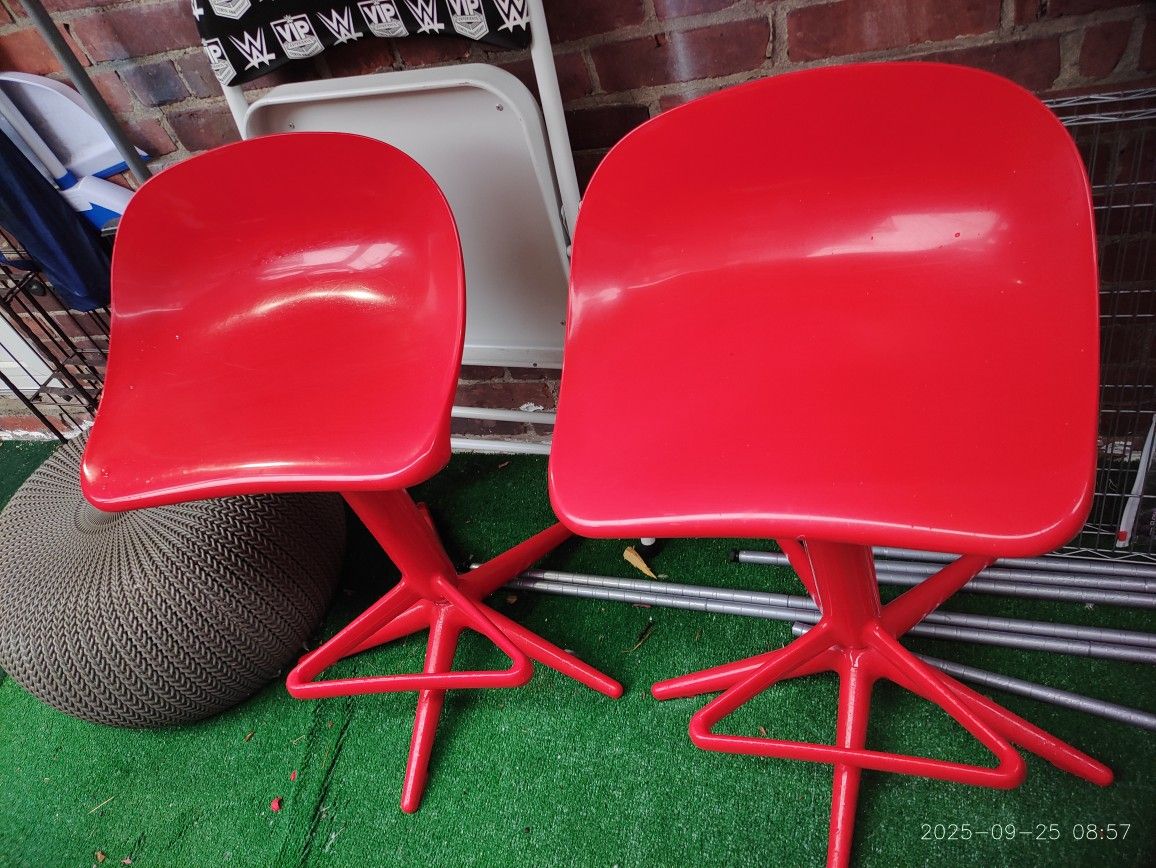 (Pair)Kartell Red Spoon Stool: Antonio Citterio