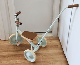 Banwood Pale Mint Toddler Tricycle plus Parent Push Handle.
