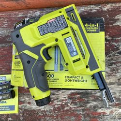 RYOBI USB Lithium Cordless Craft 4-in-1 Stapler/Nailer Kit with battery 