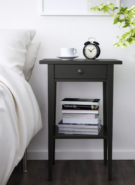 IKEA Black 1 Drawer 1 Shelf Side Table Height: 28 ". Depth: 14 ".
