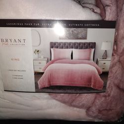 New King Size Faux Fur Comforter Set