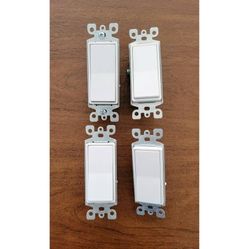 On/Off Rocker Switch 15 Amp, White - Set of 4