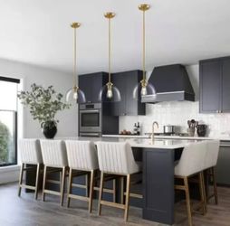 Set of 3 Light Gold Shaded Pendant Lights