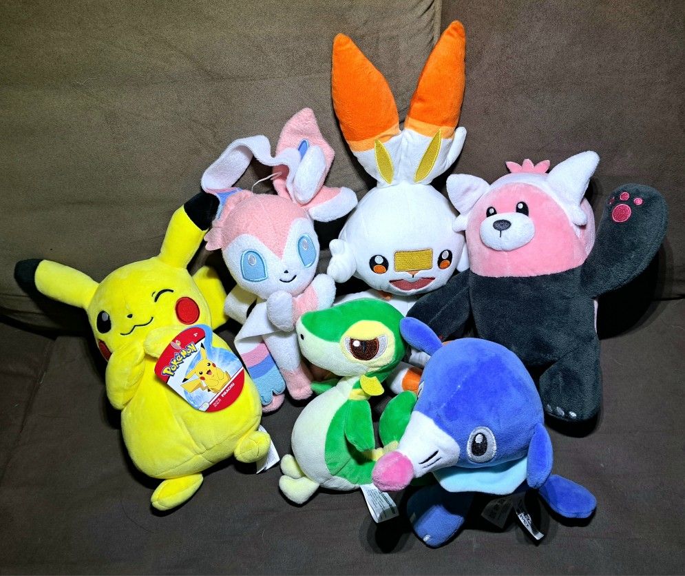 Pokemon Plush Bundle Lot Of 6 Stuffed Plushies Tomy Pokemon Company