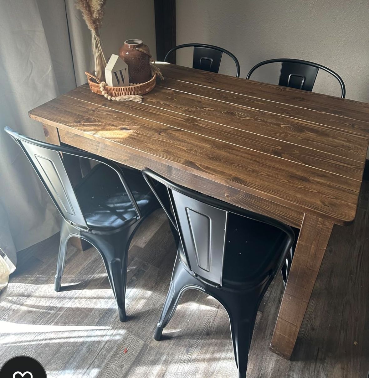 Set Of High 4 Black Farm To Table Metal Chairs For Dining Room Kitchen