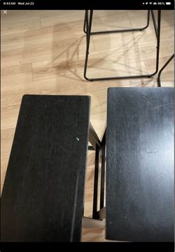 Two black bar stools