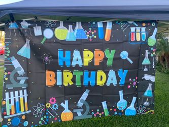 Science Birthday Party Backdrop Banner