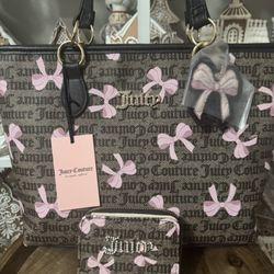 Juicy Dark Brown/Pink Simply Sweet Tote with Wallet