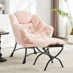 Accent Chair with Ottoman, Pink